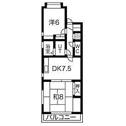 スバルコニシ 2階2DKの間取り