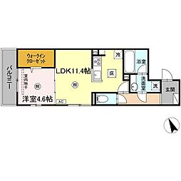 campanella舟入南 103 1階1LDKの間取り
