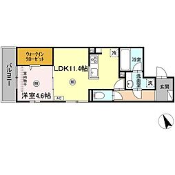 campanella舟入南 203 2階1LDKの間取り