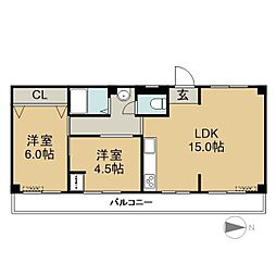 メゾン三幸 7階2LDKの間取り