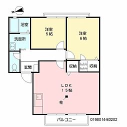 パストラル町田　Ｅ棟 2階2LDKの間取り
