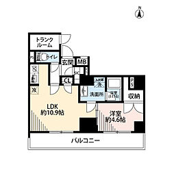 プレール・ドゥーク亀戸VI 11階1LDKの間取り