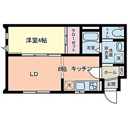 リヴェール南鍛冶町 1階1LDKの間取り