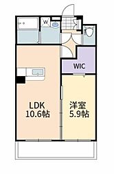 アーデン土与丸 3階1LDKの間取り