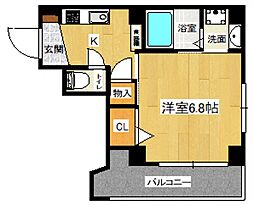 リフレスロイヤルシティIII 8階1Kの間取り
