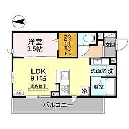 DR相木HATI 303 3階1LDKの間取り