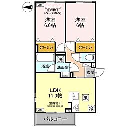 DR相木CUORE 101 1階2LDKの間取り