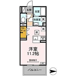 グレイスガーデンA 1階ワンルームの間取り