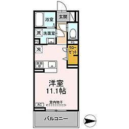 グレイスガーデンA 2階ワンルームの間取り