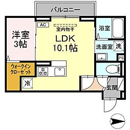 グレイスガーデンB 305 3階1LDKの間取り