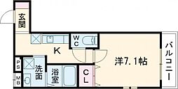 フジパレス弥刀駅北I番館 1階1Kの間取り