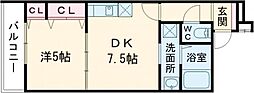 フジパレス弥刀駅北II番館 3階1DKの間取り