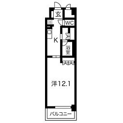 大曽根朝日マンション大曽根朝日ビル 1Kの間取図画像