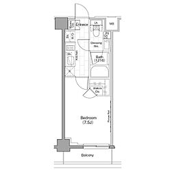 ザ・パークハビオ新宿 3階1Kの間取り