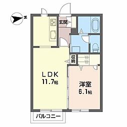 グリーン・パルII 2階1LDKの間取り