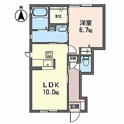 JR東北本線 岩沼駅 徒歩20分の賃貸アパート 1階1LDKの間取り