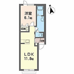 ラブリーハイツ 2階1LDKの間取り