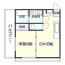 ヴィラ・メイ 3階1DKの間取り