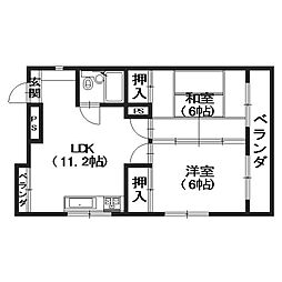 第1山下ビル 201 2階2LDKの間取り