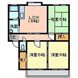 ガーデンヒルズ 1階3DKの間取り