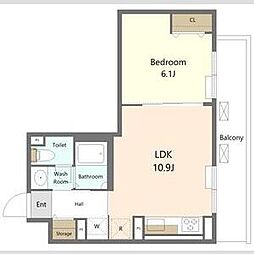 ES-Grande大森 2階1LDKの間取り