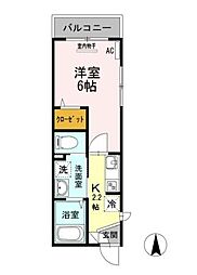 ウィステリア世田谷 2階1Kの間取り