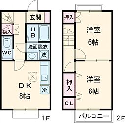 Sweets Villa A 1階2DKの間取り