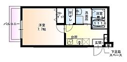 フジパレス湊ノース 1階1Kの間取り