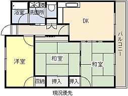 シノックス松江パートII 1階3DKの間取り