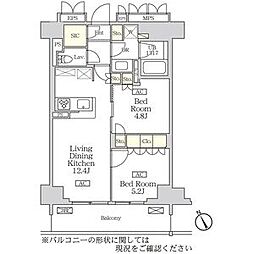 リーフシティ市川　ザ・レジデンス 3階2LDKの間取り