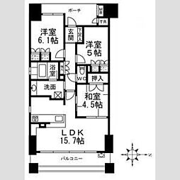 プラウド大津におの浜 414 4階3LDKの間取り