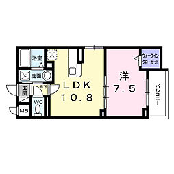 CREVANCE荒川 1LDKの間取図画像