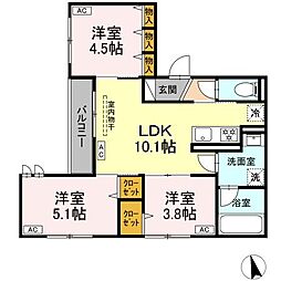 (仮称)板橋区高島平2丁目PJ 301 3階3LDKの間取り