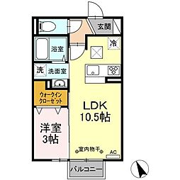 ラルーチェ 1階1LDKの間取り
