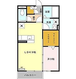 プランドール I　Ａ 2階1LDKの間取り