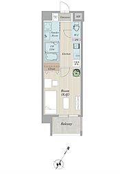 COLAS MIFUNE WEST 6階1Kの間取り