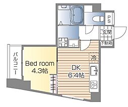 コスモグランデII 5階1DKの間取り