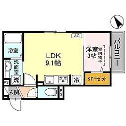The・Tranguil（ザ・トラングイル） 203 2階1LDKの間取り