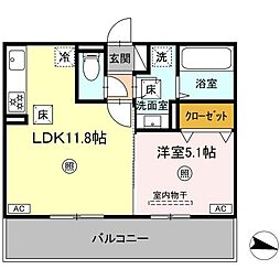 Maison Bonheur（メゾン　ボヌール） 1階1LDKの間取り