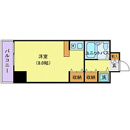 ジュネパレス新松戸第16 6階ワンルームの間取り