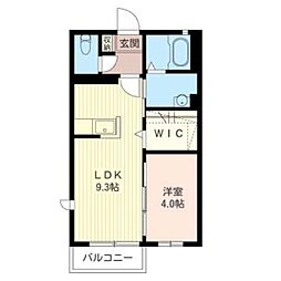 東武桐生線 三枚橋駅 徒歩11分の賃貸アパート 1階1LDKの間取り
