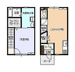 ビオラ新富山Ｂ棟 1階1LDKの間取り
