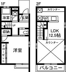 JR両毛線 伊勢崎駅 徒歩30分の賃貸アパート 1階1LDKの間取り