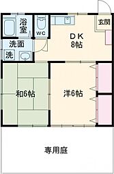 コーポ宮沢 1階2DKの間取り