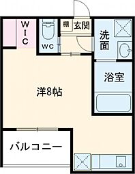 (仮称)reve西条岡町 202 2階1Kの間取り