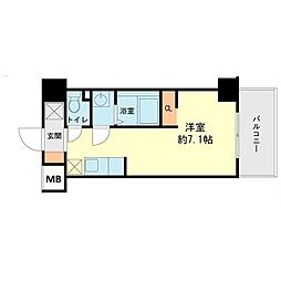 ブルージュ春日野 4階ワンルームの間取り