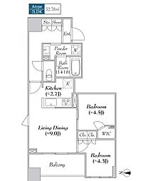 ＡＳＭＡＣＩ　　ＭＡＩＳＯＮ両国II 3階2LDKの間取り