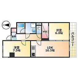 ペアシティーI・II 1階2LDKの間取り