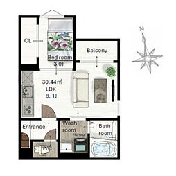 (仮称)レガリスト東照宮8 3階1LDKの間取り