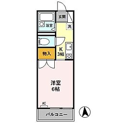 クラスターサウス 1Kの間取図画像